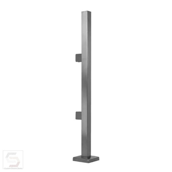 SSPO-PSQ42E SQUARE END RAILING POST FOR GLASS 42″ WITHOUT POST TOP (SS316)